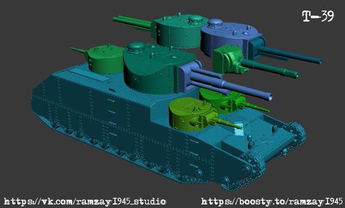 T-39 Soviet experimental superheavy tank 1:100