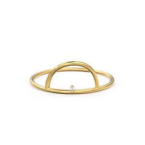 Horizon Curved Diamond Gold Band Zircon Wedding Band