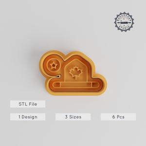Hat Shape Cutter & Stamp, Cookie and Fondant, 3 Sizes S/M/L, 6 Piece Collection