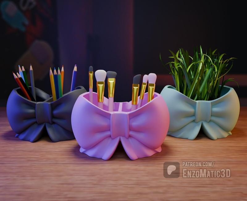 bowl, Makeup brush organizer, pencil holder, flower pot - STL - Print in place, No Support