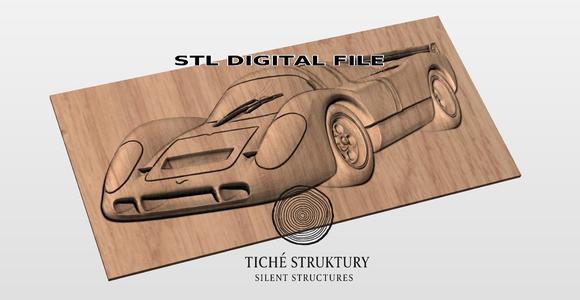 Porsche 917 – Classic Race Car Bas Relief – 3D STL Model