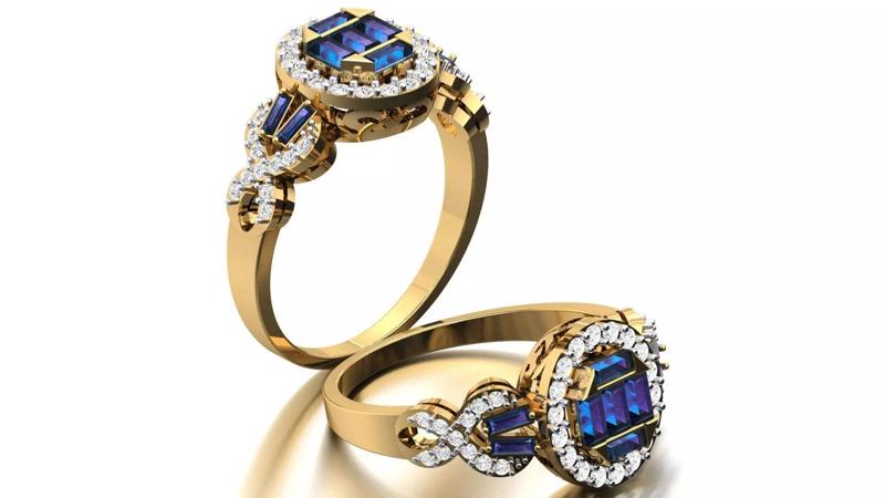GOLD AND SAPPHIRE DIAMOND COCKTAIL RING