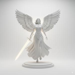 Divine Lightbringer with Sword - Celestial Winged Warrior 3D Printable Sculpture