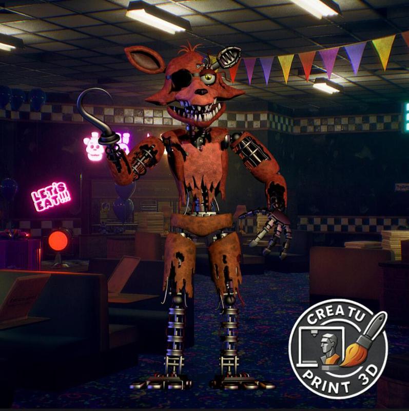 Withered Foxy FNAF 3D Printable Model / Foxy Deteriorated FNAF 3D Printable Model
