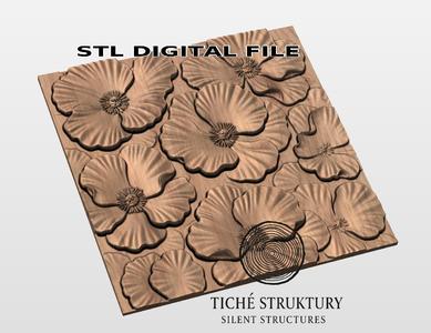 Poppy Flower Pattern – Decorative Relief – 3D STL Model
