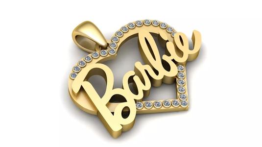 HEART BARBIE DESIGN GOLD PENDANT 3D PRINTABLE MODEL