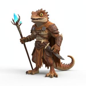Arid Sands Reptilian Character Miniature - Fantasy Tabletop RPG Creature STL for 3D Printing