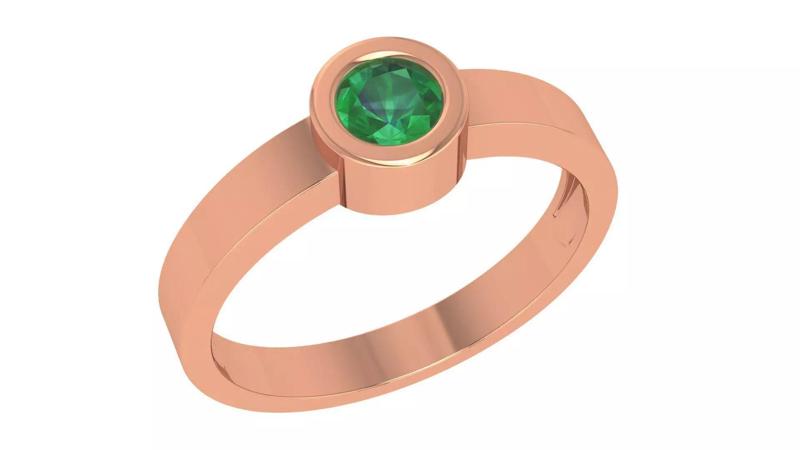Emerald Solitaire Diamond  Ring 3dm stl renders details