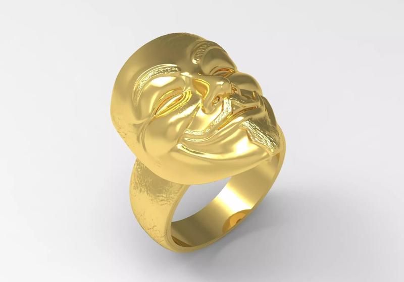 Cuff ring with face design model gr0027