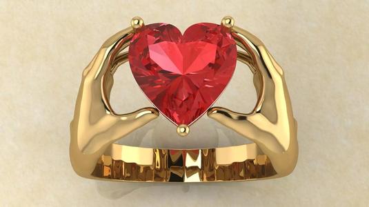 hand ring with heart
