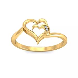 Golden Heart Ring with Diamond Accent