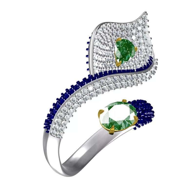 Antique Peacock Feather Cocktail Ring