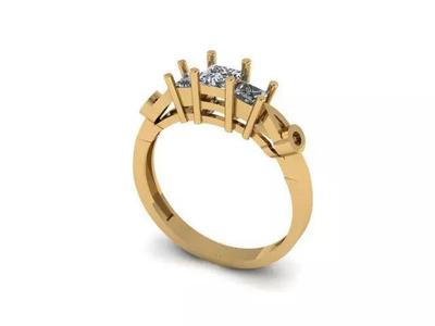 3 stones princess cut engagement ring