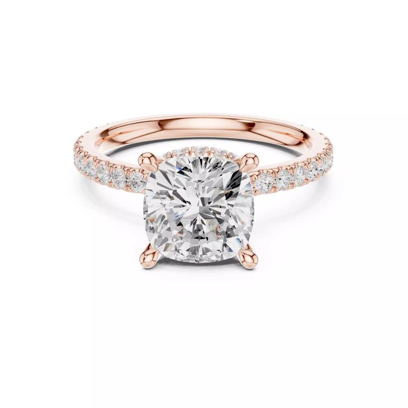 3CT Cushion Cut Double Halo Pave Diamond Ring 3DM STL Video
