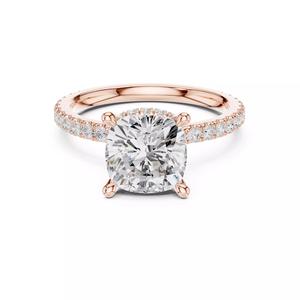 3CT Cushion Cut Double Halo Pave Diamond Ring 3DM STL Video