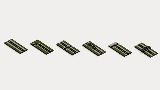 Orthographic low poly Road diagrams for urban design CG model