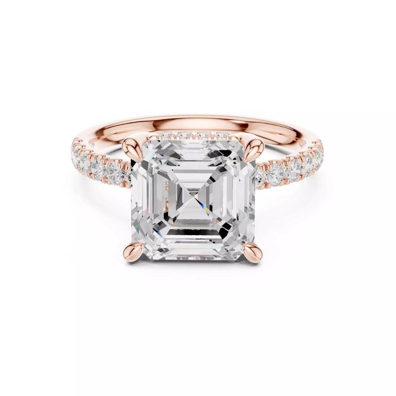 4CT Asscher Cut Double Hidden Halo Engagement Ring 3DM STL Video