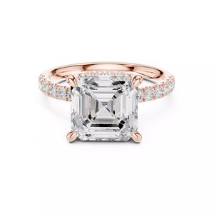 4CT Asscher Cut Double Hidden Halo Engagement Ring 3DM STL Video