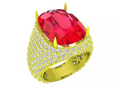 Luxury Korean Style Oval Diamond Men Ring 3D Model A7609