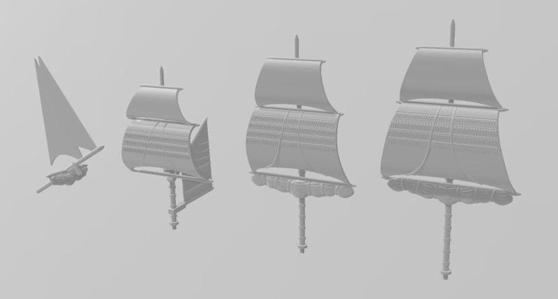 Masts and sails for French ships 3rd rank