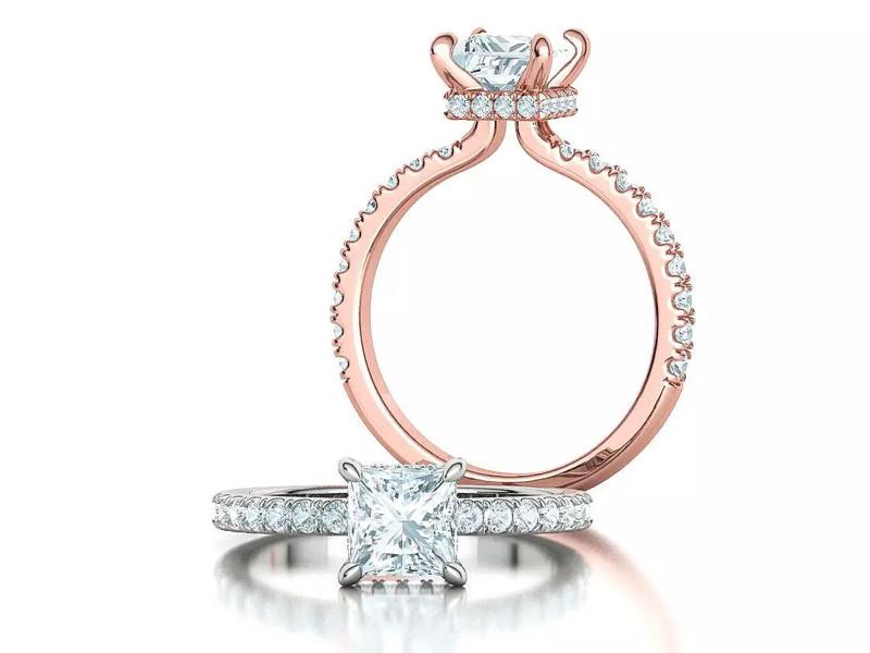 6x6 Princess Engagement Solitaire ring Under Halo 3dmodel