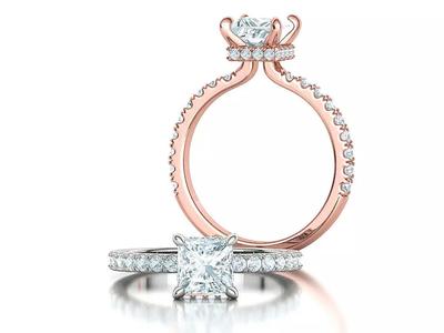 6x6 Princess Engagement Solitaire ring Under Halo 3dmodel