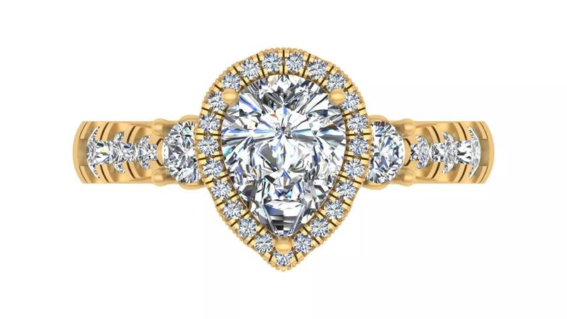 Pear-Cut Blue Gemstone Engagement Ring