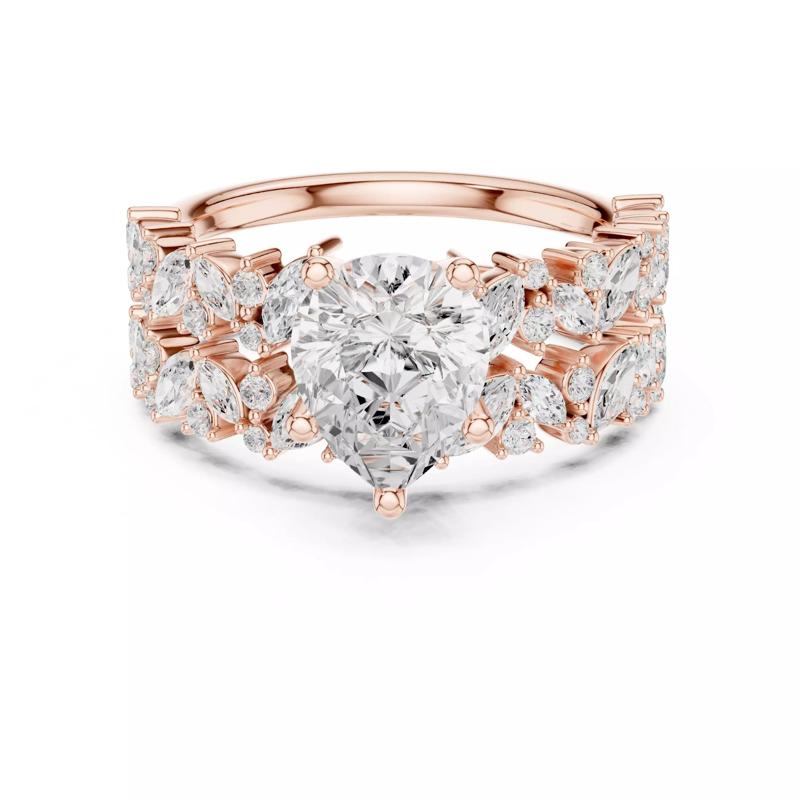 Pear Cut Diamond Engagement Wedding Ring Set 3DM STL Video