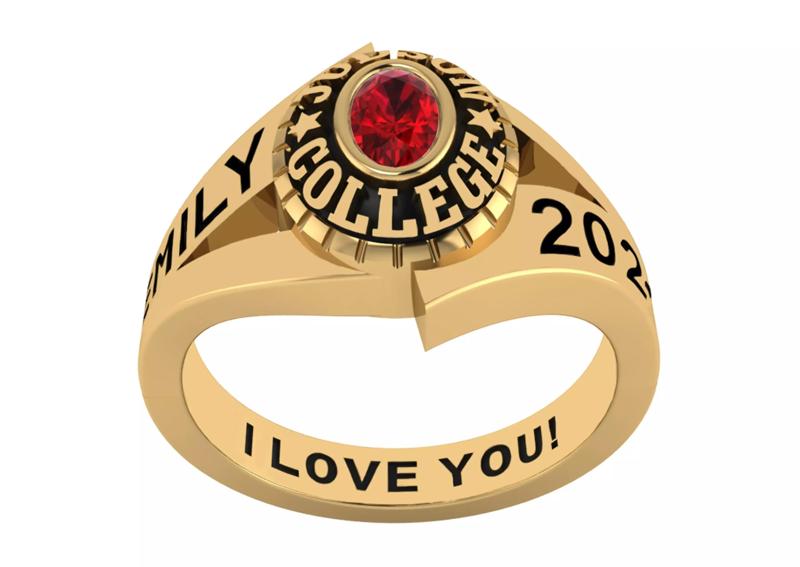 Personalized Class Ring 14 -Oval Gem for Females