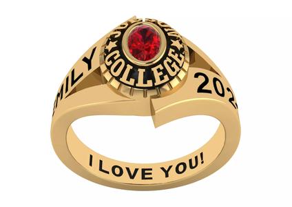 Personalized Class Ring 14 -Oval Gem for Females