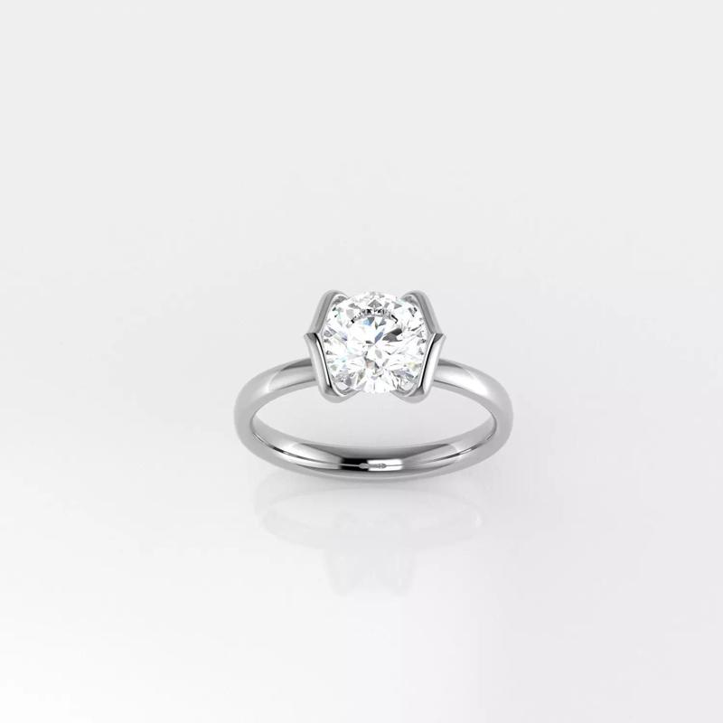 Petal Bezel Solitaire Ring - 1 and half ct Round Diamond