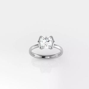 Petal Bezel Solitaire Ring - 1 and half ct Round Diamond