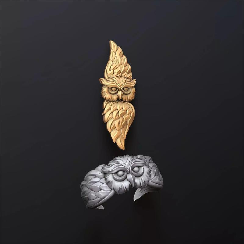 Owl Pendant Ring Set