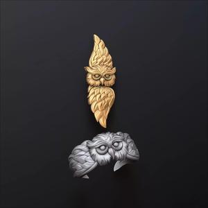 Owl Pendant Ring Set