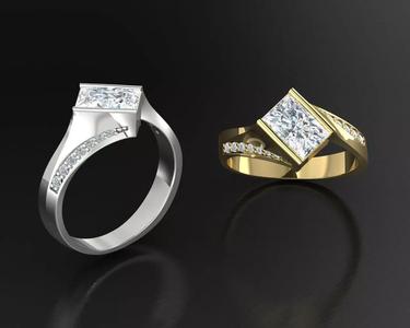 Princess cut square diamond ring 3dm