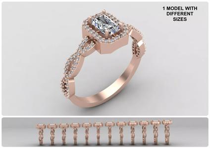 Pack of Emerald baguette rings 50-MWC