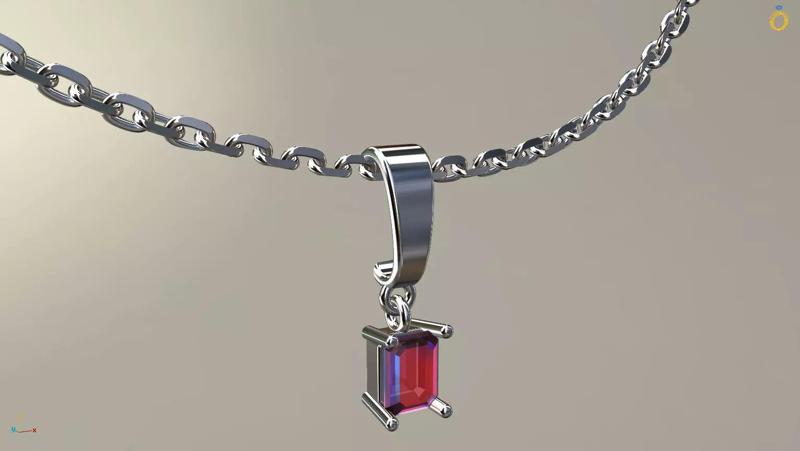 Radiant gemstone pendant Box 4x6mm