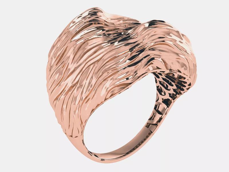 Sea Wave Line Plain gold ring