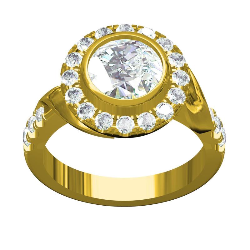 Beautiful Round Halo Cathedral Ring