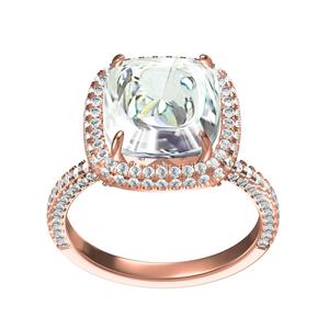Cushion Cut Hidden Halo Engagement Ring