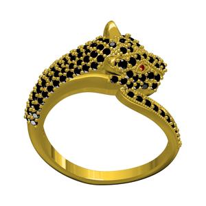 Black Diamond Panther Face Hip Hop Ring