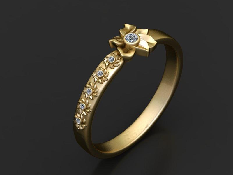 gold floral ring  3D printable model