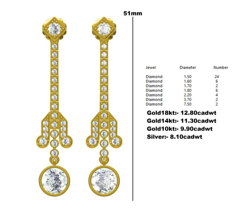 Unique diamond Drop Earring