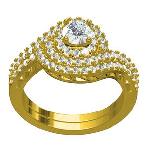 Round Cut Bypass Halo Engagement Ring with Band