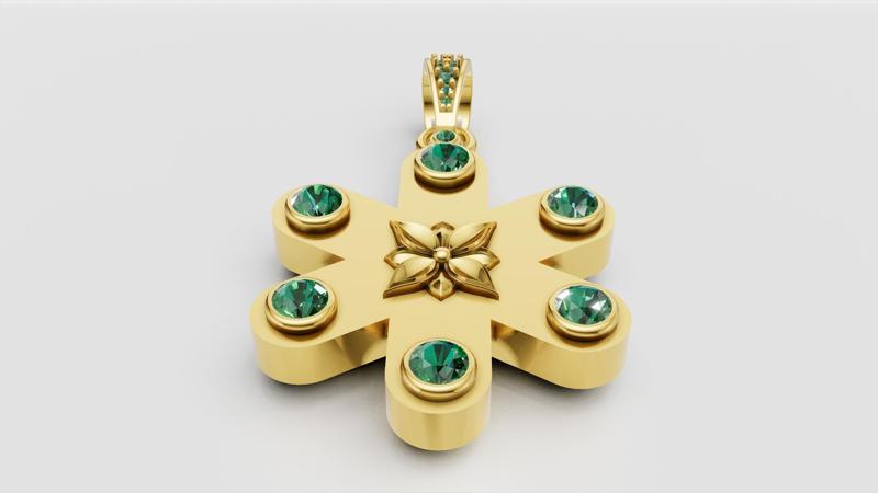green stone gold pendant 3D printable model