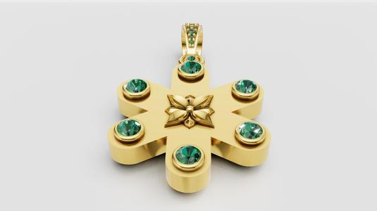 green stone gold pendant 3D printable model