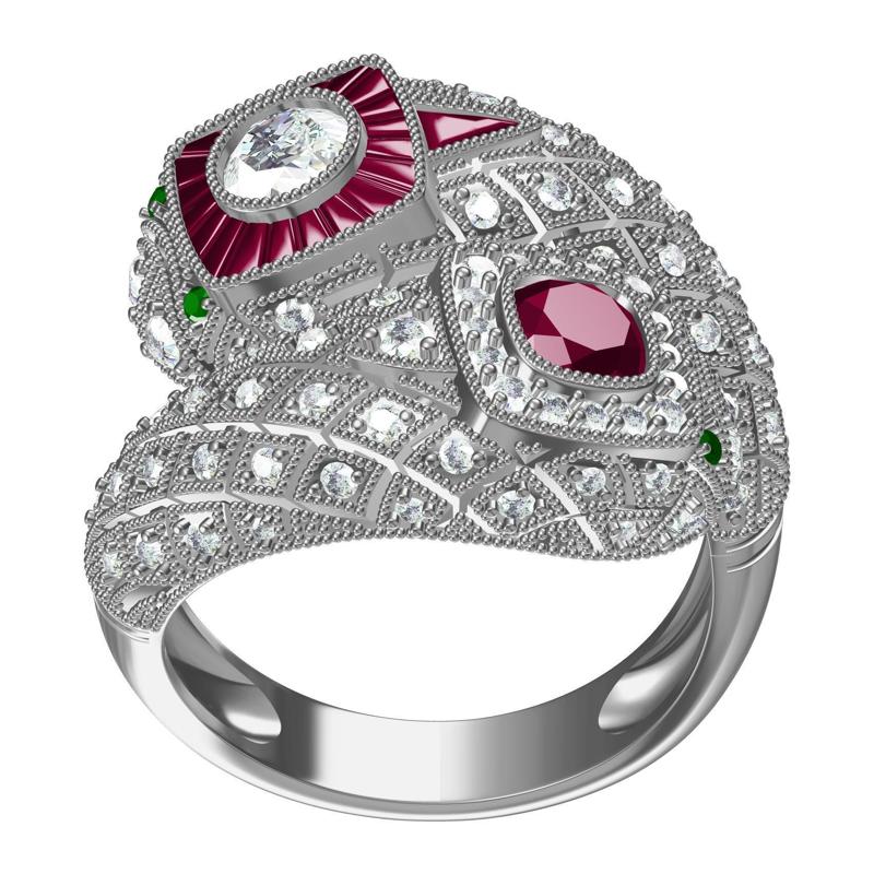 Unique Art Deco Vintage Bypass Diamond Ring