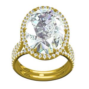 Antique Large Oval Diamond Round Diamond Halo Engagement Ring