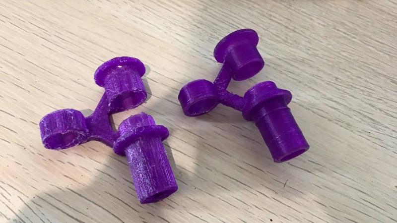 Disintegrating Nerf Vulcan ammo belt with vertical trio support print layout