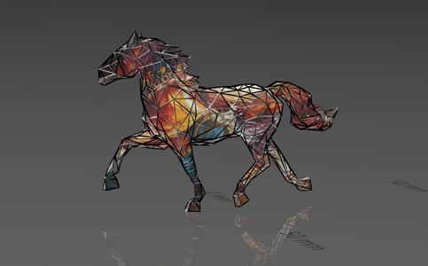 Noble Walking Horse Figure 2 - Low Voronoi Style - Single Spider Web - LowPoly - Perfect Design - Easy Print - Decor